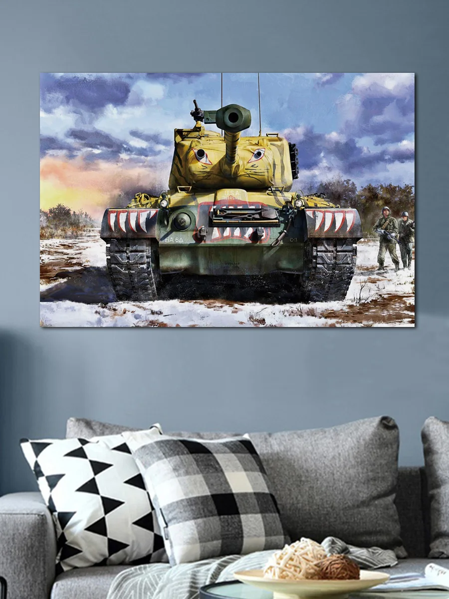 Американская армия m46 Паттон Танк солдаты снег Военная фантазия фотография дома