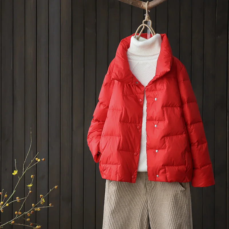 

Winter Duck Down Coat Women Ultra Light Short Oversize Thin Jackets Autumn Casual Slim Puffer Jacket Parkas