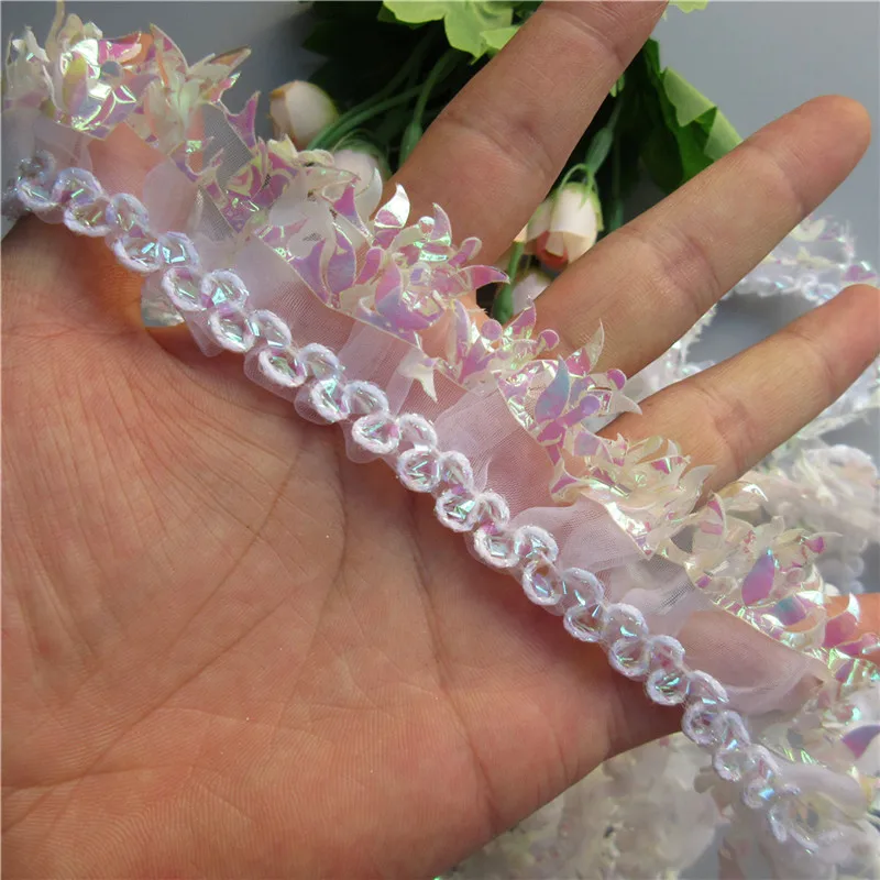 2 слоя плиссированной вуали шириной 3 см яркие цветные кружева с оборками отделка