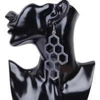 ydydbz honeycomb shape big drop earrings for women punk style metal hanging earring gothic jewelry bohemian ear accessories