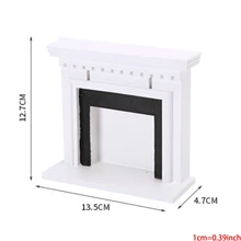 Dollhouse Decoration Accessories,1:12 Dollhouse Miniature Furniture Room Wooden Vintage Black White Fireplace