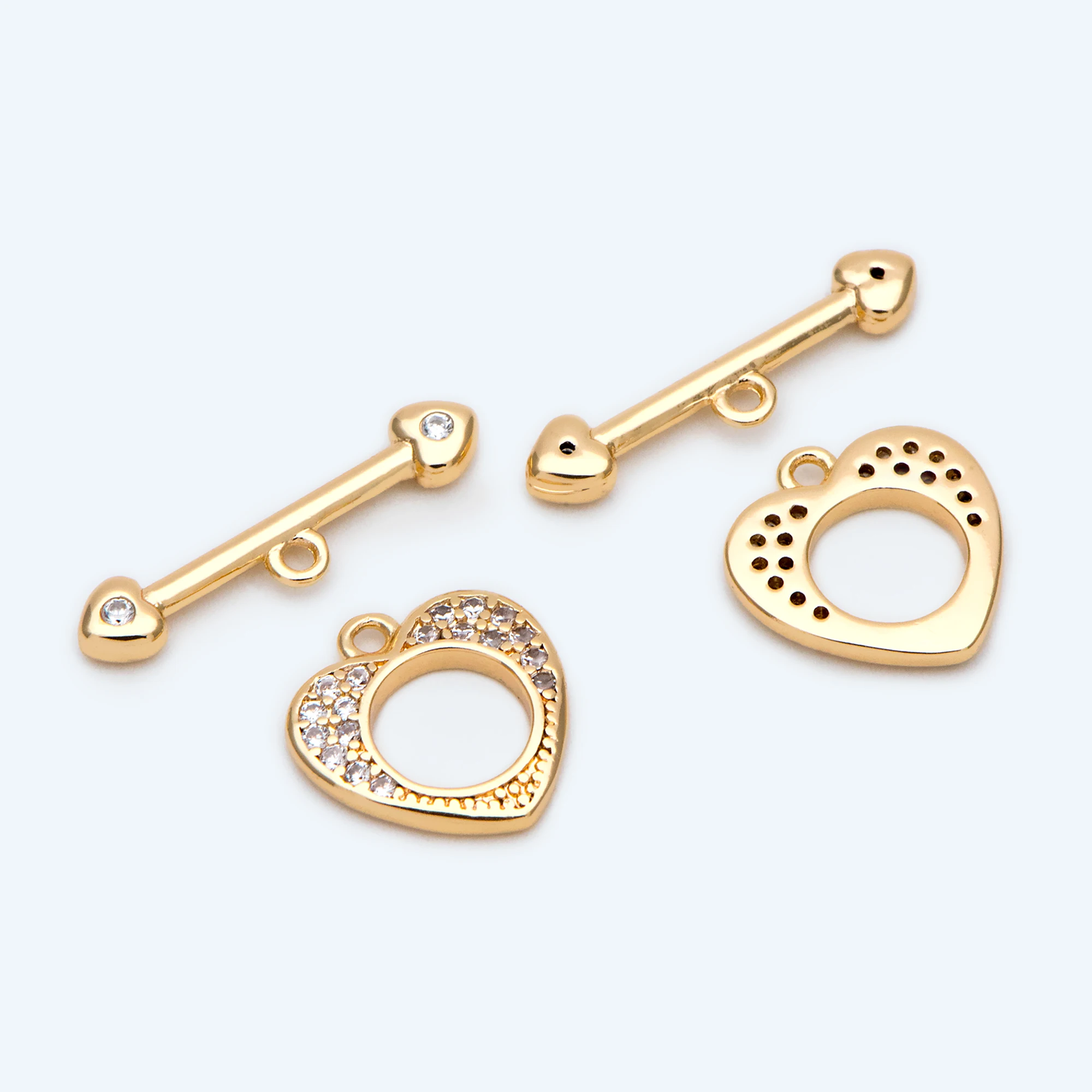 

4 шт., застежка с золотым сердечком, застежка для ювелирных изделий, застежка с покрытием из 18-каратного золота (искусственная)