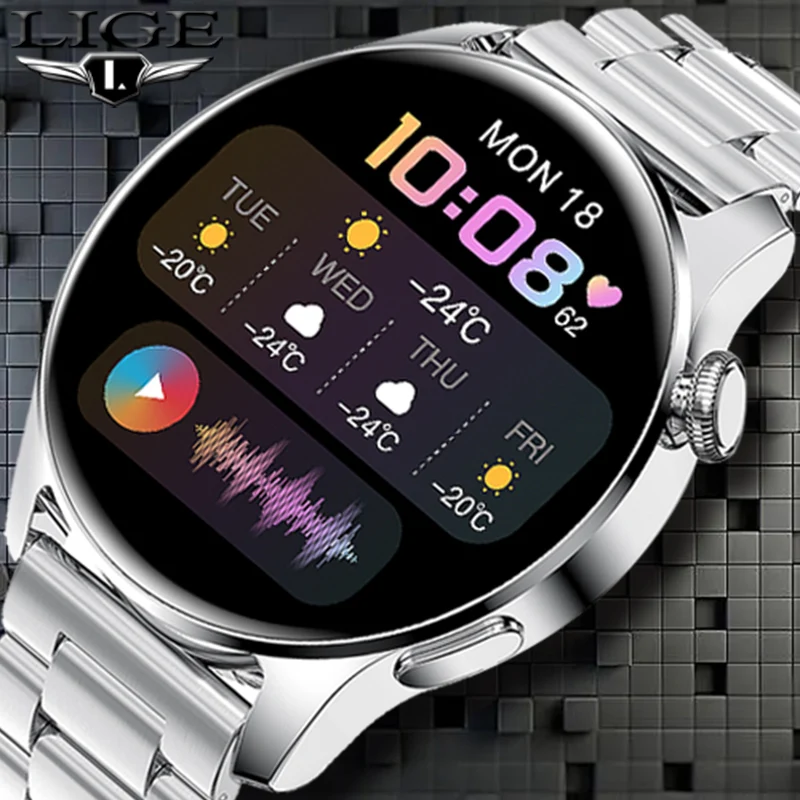 Новинка 2021 Смарт часы LIGE с Bluetooth функцией звонков мужские и женские пульсометром