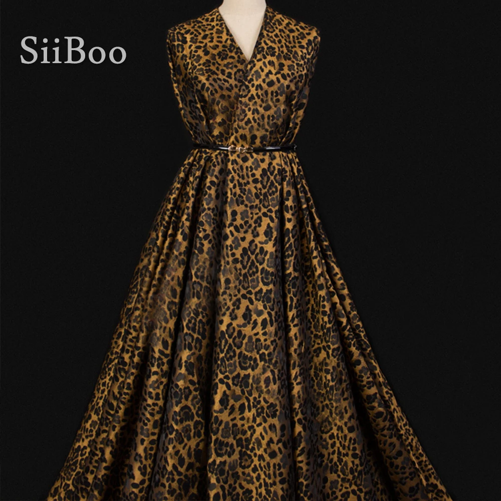 European luxury leopard printed polyester yarn dyed jacquard fabric for winter windbreaker dress tecido telas por metro SP5880 | Дом и сад