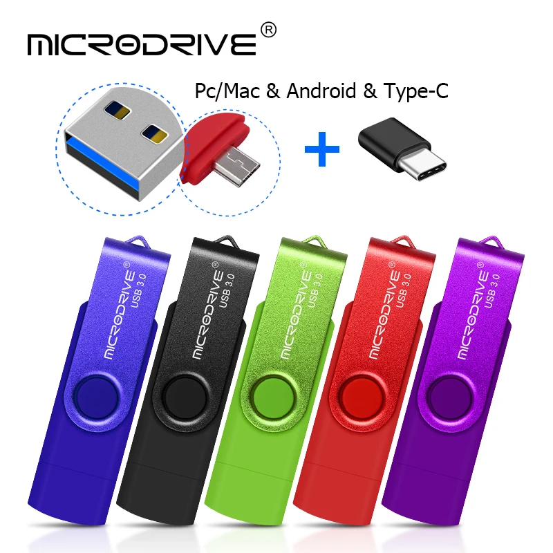 

USB 3.0 Flash Drive 128GB 64GB 32GB 16GB Dual OTG Type-C Pen Drive High Speed Memory U Disk Micro 3-1 USB3.0 For Phone or PC