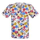 Мужская форма скраб с принтом, мужской скраб-топ с принтом в белом цвете, мужской скраб-Топ s scrub униформа для мужчин из 100% хлопка