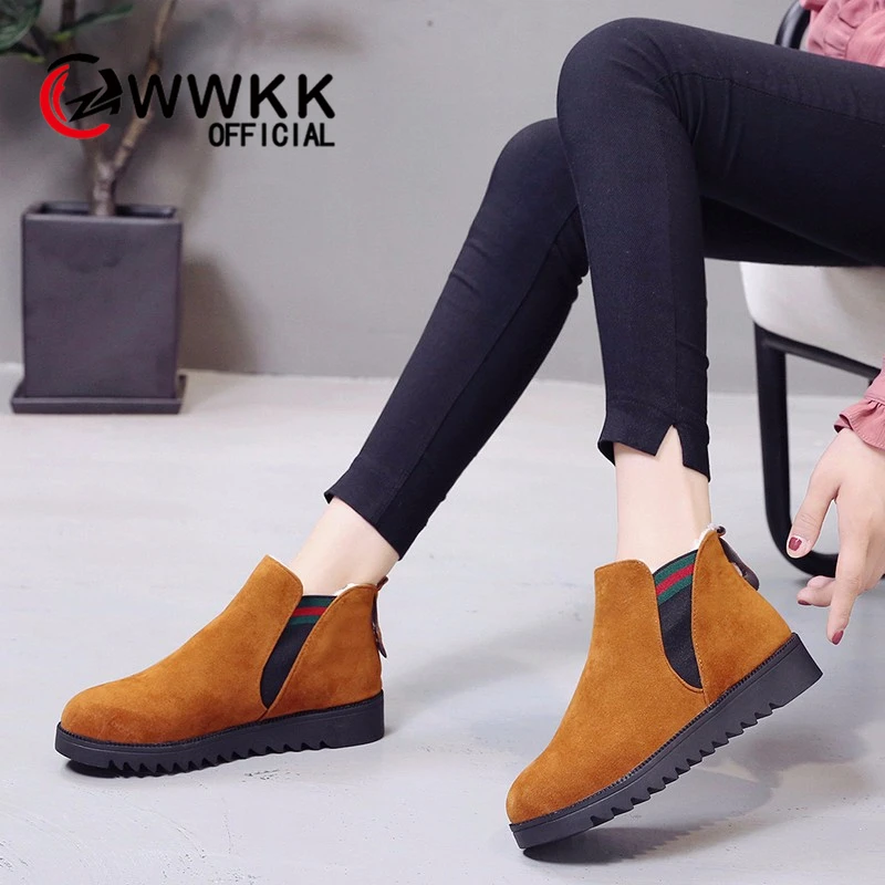 WWKK/зимние ботинки женские водонепроницаемые теплые на плоской подошве коллекция