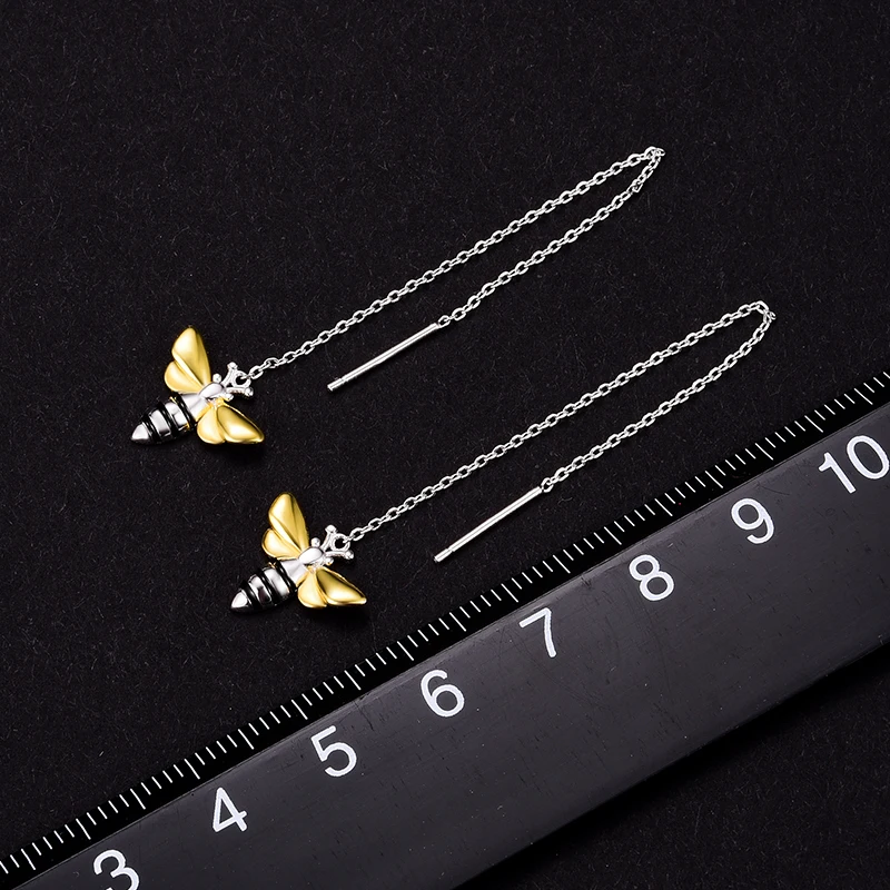 Lotus Fun Lovely Honey Bee Dangle Earrings Real 925 Sterling Silver Handmade Designer Fine Jewelry for Women Bijoux | Украшения и