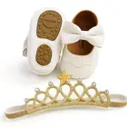 Обувь принцессы из искусственной кожи для маленьких девочек; Милые туфли для крещения; Весенние белые ботиночки для маленьких детей
