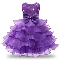 party dress purple for girls toddler 2 to 8 years birthday clothes evening princess prom gown flower children bow layered dress