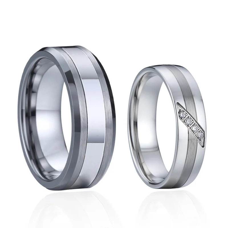

Matching Tungsten carbide Ring for men 316L Stainless Steel rings women Lover's Alliances Couple Anniversary Marriage Gift