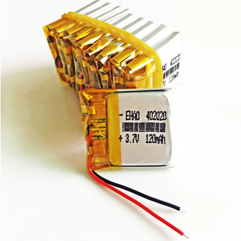 10pcs 3,7 V 120mAh lipo перезаряжаемая батарея 402020 литий-полимерный литий-ионный аккумулятор для MP3 bluetooth часы MID гарнитура головные уборы ручка с камерой - Цвет: 10pcs