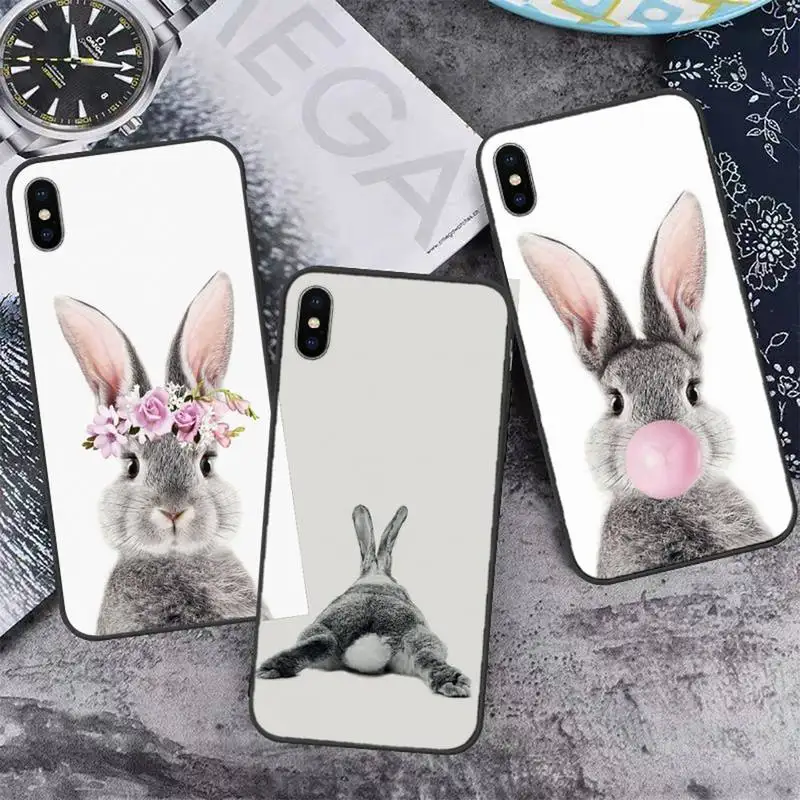 

Cute rabbit Phone Case for iPhone 11 12 13 pro XS MAX 8 7 6 6S Plus X 5S SE 2020 XR mini