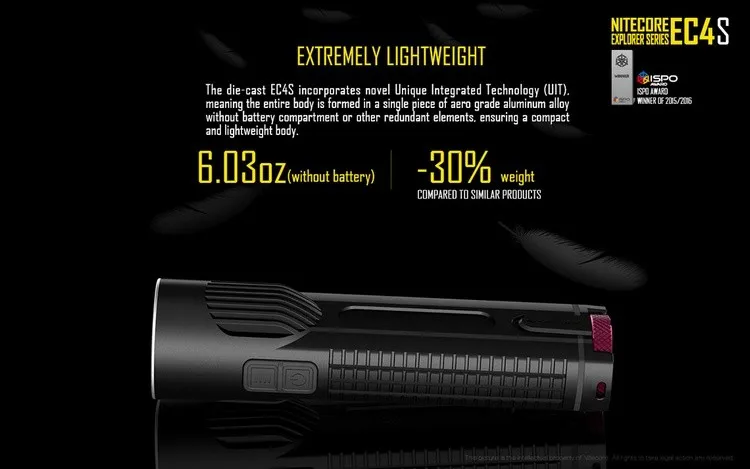 NITECORE EC4S ручной светильник для вспышки CREE XHP50 Макс. 2150 люмен луч бросок 280 м наружный фонарь поисково-спасательный Тактический светильник