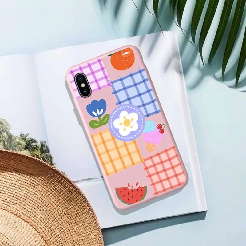 

Smile Stickers Phone Case For Iphone X Case Pure PINK Soft Silicone Phone Case For SE&11 Pro Max