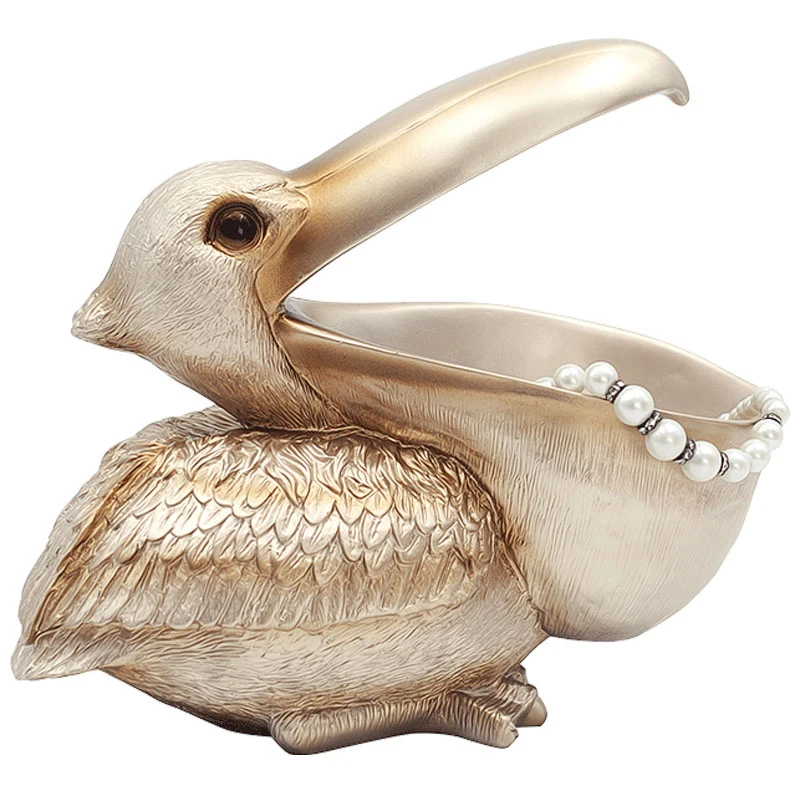 

European Resin Bird Miniature Figurines Animal Storage Basket Bird Sculpture Office Desk Home Decoration Accessories