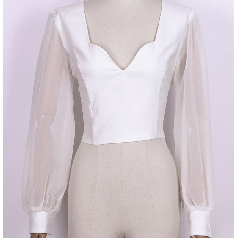 

Spring 2020 Sexy V-neck Women T-shirt Lantern Sleeve Short Loose Slim Joker Clubwear Deep V Black Bow Solid Vintage Female Top