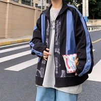 spring autumn jacket mens cashew trendy brand japanese ruffian handsome loose harajuku style jacket chaqueta de los hombres