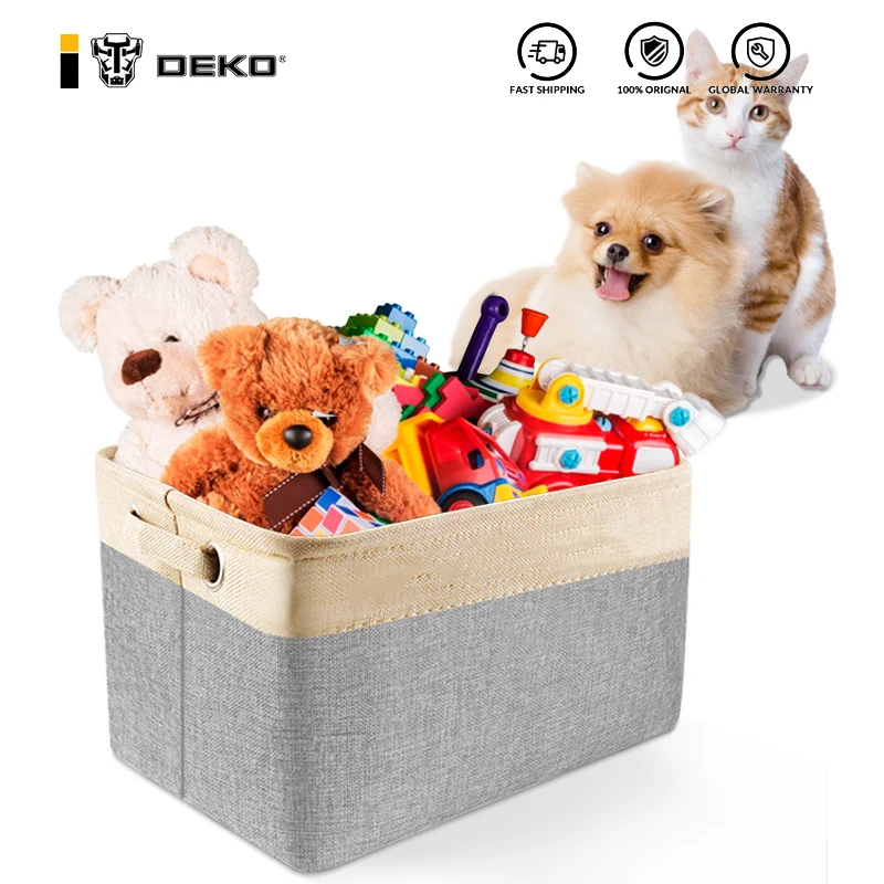 

DEKO Pet Toy Storage Box Foldable Portable Toys Organization Large Capacity Cat Dog Clothes Storage Basket No Smell Pet Supplies
