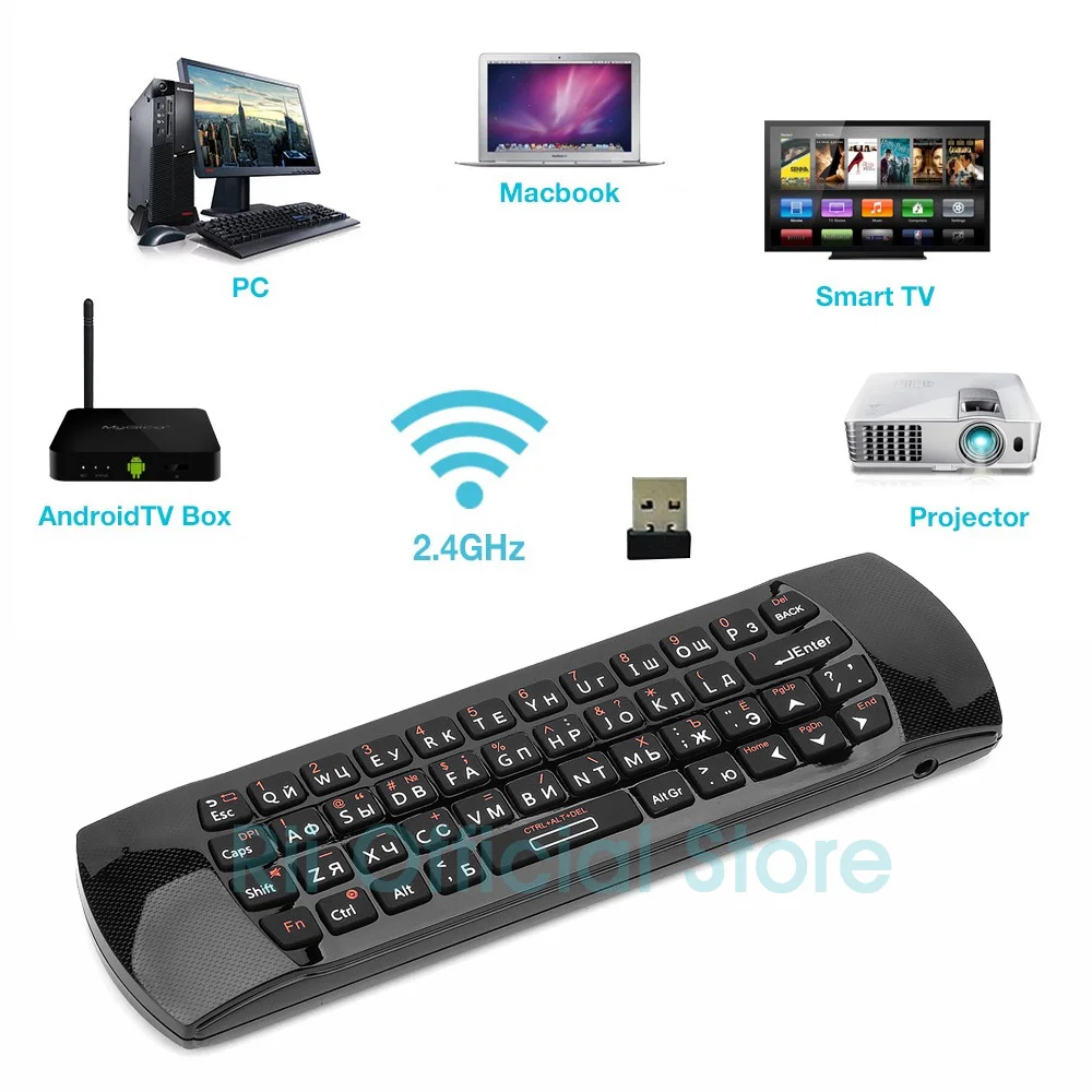 Rii i25A 2,4G мини беспроводная клавиатура Air mouse Пульт дистанционного управления с разъемом для наушников для Smart tv Android tv Box Fire tv