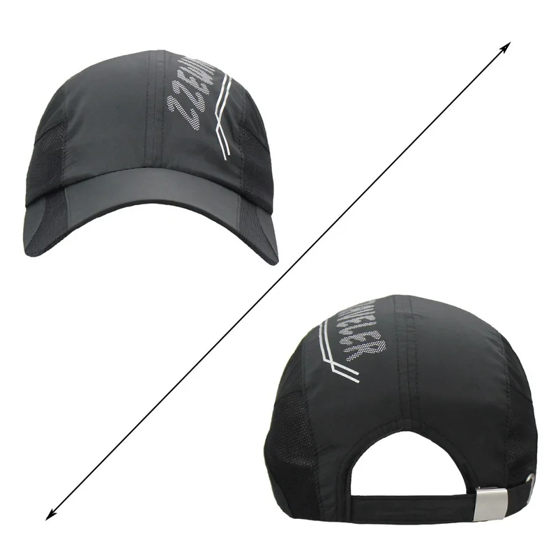 

Black Men's Women's Baseball Caps Breathable Adjustable Hiking Running Hats Summer UV Protection Sun Hats For Men Women