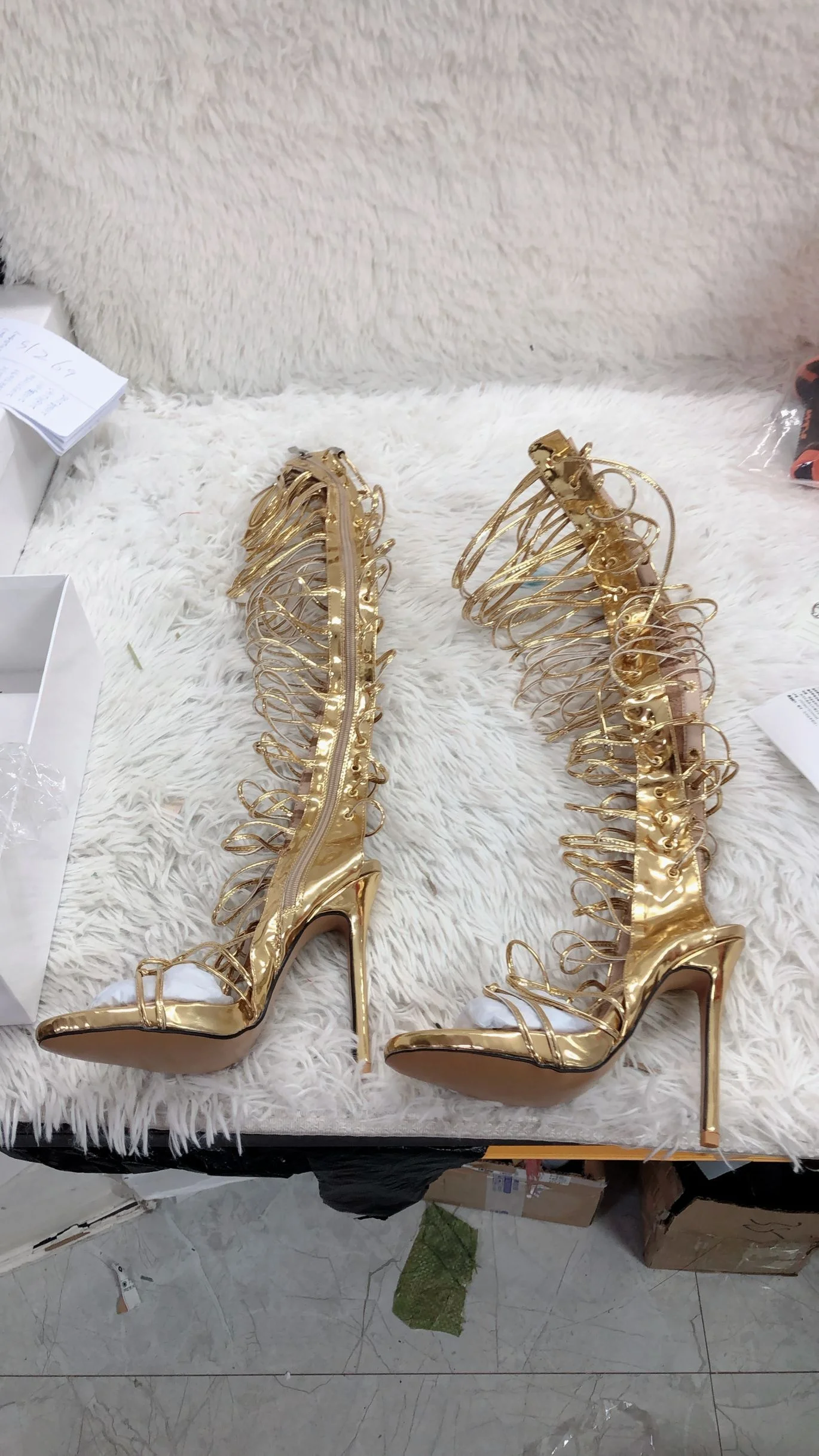 

Glatorian women's sandals, sexy thin heels, sparkly little ninames, details in bla, sier, cross-lashed, glator style, for summer