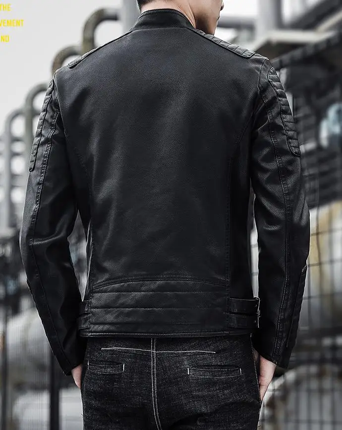 Мотоциклетная кожаная куртка для мужчин осень искусственная ( ый) Куртки модные