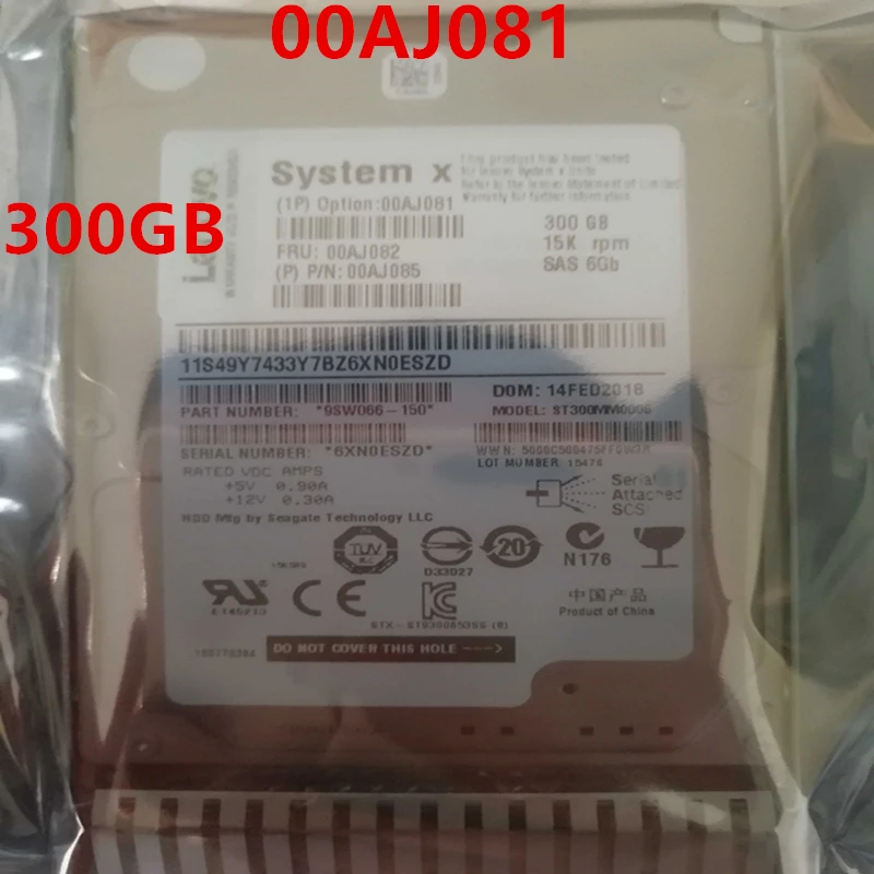 

Новый HDD для Lenovo x3650 3550 3500 M5 300 ГБ 2,5 дюймов SAS 6 ГБ/сек. 32 Мб 15K для внутреннего HDD для сервера HDD для 00AJ081 00AJ082 00AJ085