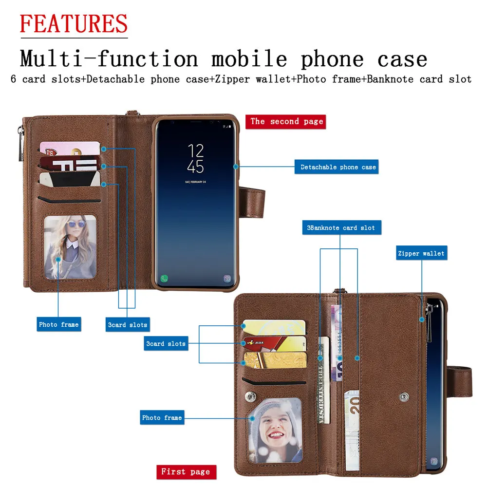 Роскошный кожаный чехол-кошелек для телефона samsung Galaxy S8, S9, S10, Note 10 Plus, S10e, Note 8, 9, откидной противоударный чехол-книжка