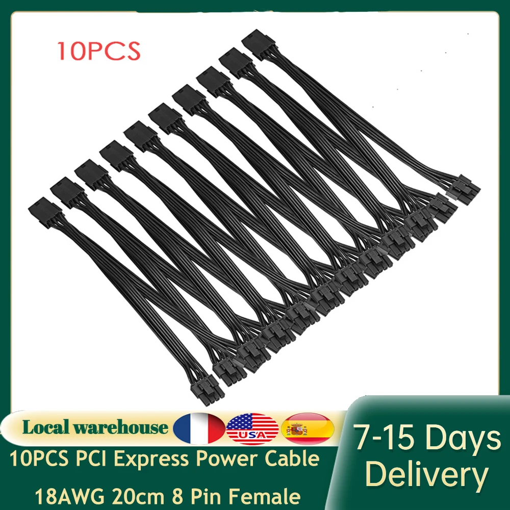 

Кабель питания PCI Express, 10 шт., 18AWG 20 см, 8-контактный разъем «мама» на двойной 8 P (6 + 2) штырьковый адаптер, шнур для видеокарты