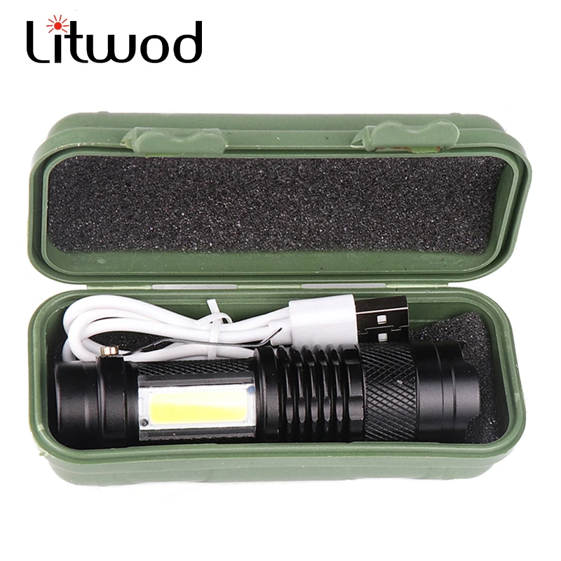

waterproof outdoor2000 lumens built-in battery XP-G Q5 zoom focus mini led flashlight flashlight lamp adjustable pen light
