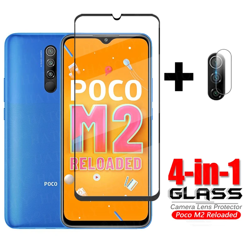 

For Glass Xiaomi Poco M2 Reloaded Full Cover Tempered Glass Poco M2 Reloaded M3 Phone Screen Protector Camera Protective Glass