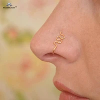 2pcs 0 8x20mm fitable serpentine snake fake nose ring hoop helix piercing nose cuff nostril piercing earrings clip ear jewelry