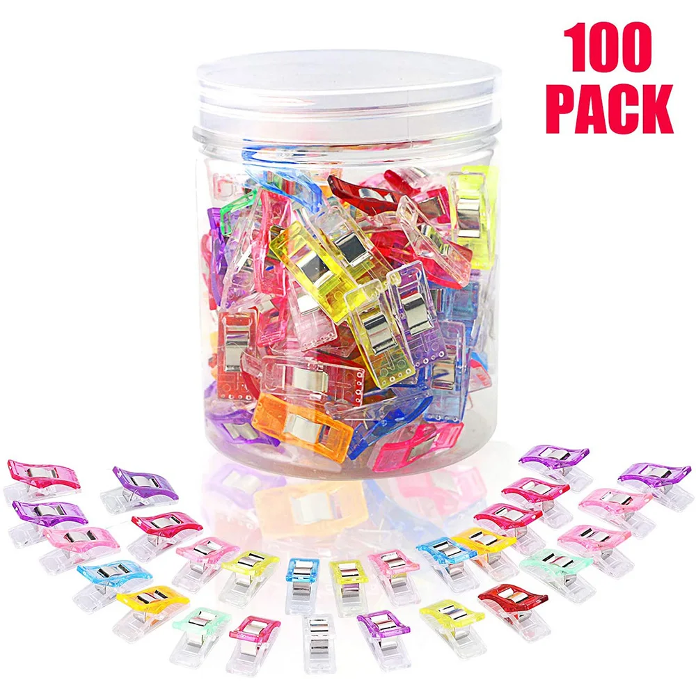 

100pcs Fabric Quilting Craft Sewing Knitting Clips Home Office Supply Mixed Plastic Sewing Clips Holder for DIY Patchwork