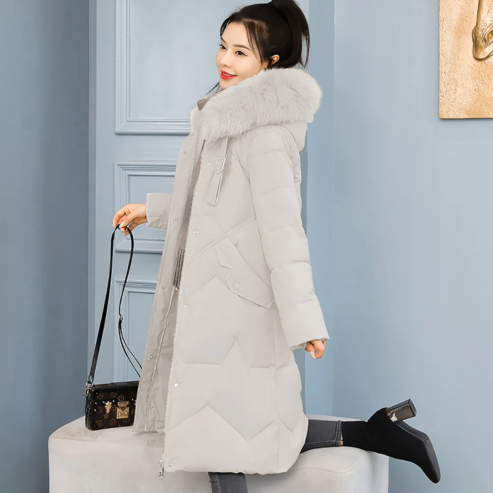 Vielleicht 2022 Snow Wear Long Jacket Winter Parka Coat Women Casual Fur Hooded Winter Jacket Women 5XL Female Outwear