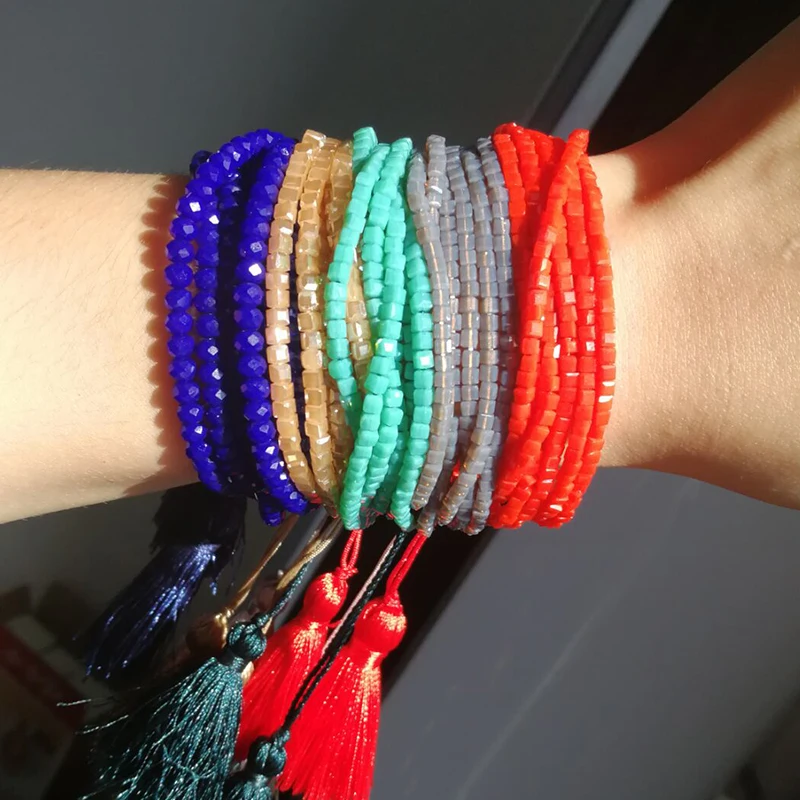 SHINUS BOHO дружбы Браслеты Для мужчин с украшением в виде кристаллов, бисерное ювелирное 6 линия Strand амулет pulseras mujer состояние Для мужчин t Браслеты для Для женщин