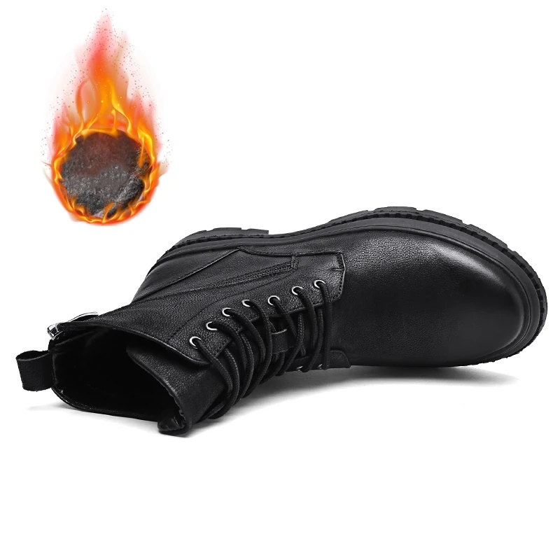 Мужская обувь ботинки из натуральной кожи зимние мужская мартинсы повседневная