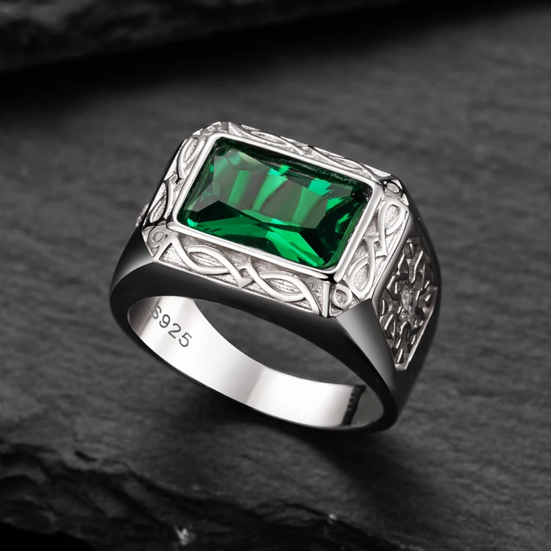 Valily Green CZ вырезка цветок унисекс Пара Кольца Настоящее серебро винтажные кольца Стерлинговое Серебро 925 для женщин и мужчин США Size7-13