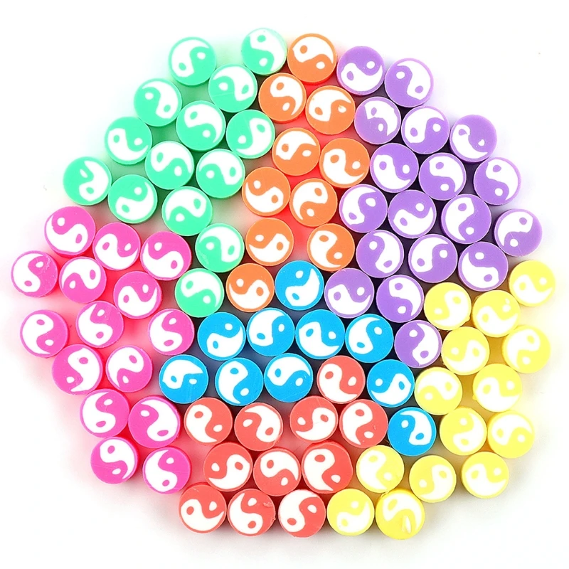 

100 Pieces of Yin and Yang Clay Spacer Beads Suitable for Women Girls Jewelry Making Diy Bracelet Necklace Accessories