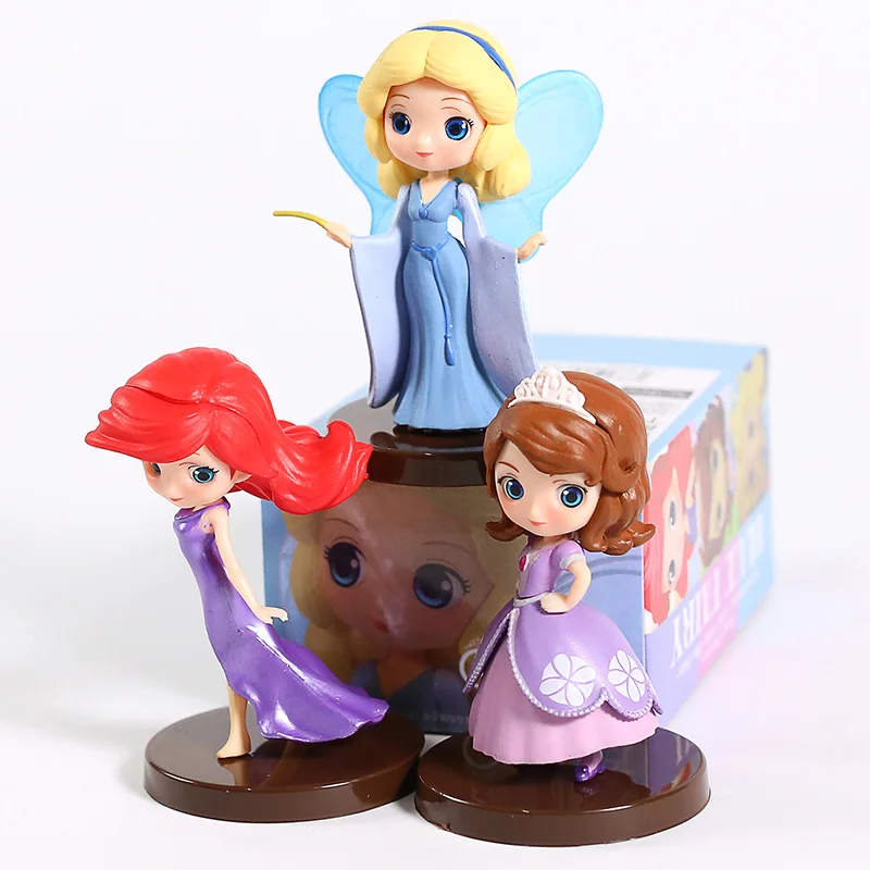 3 шт./компл. Q Posket персонажи Petit Princess София Ариэль синяя Фея фигурки аниме коллекционные куклы детские игрушки