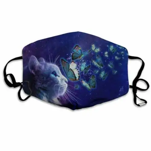 

Cat And Butterfly Flower Animal Hippie Peace Face Mask