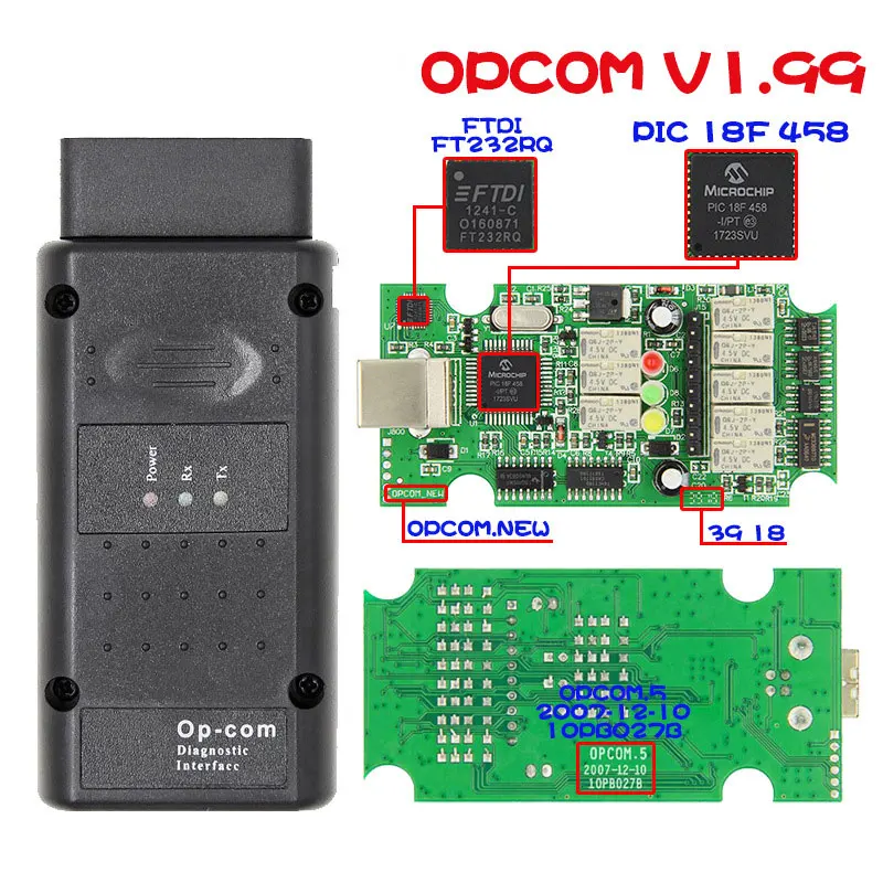 Opel OP COM V1.99 OPCOM V5 Для Opel OP COM V1.70 flash обновление прошивки PIC18F458 FIDI CAN BUS OBD OBD2 сканер Automotriz автомобильный диагностический инструмент - Цвет: Opel OP COM V1.99
