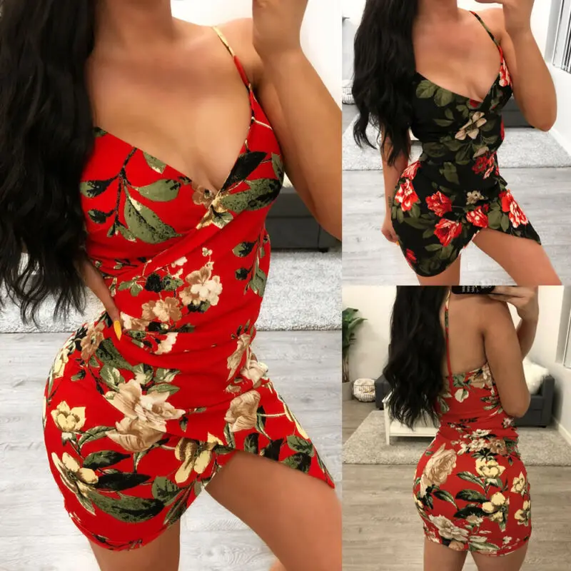 

Women's Bandage Bodycon Sleeveless Evening Sexy Party Split Mini Dress