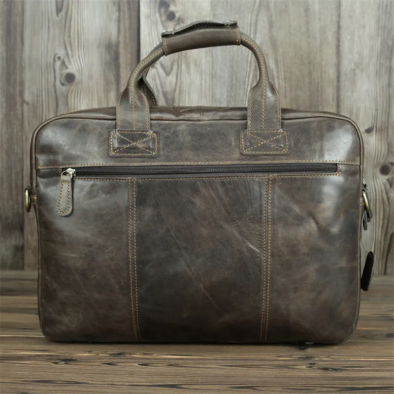 Мужской винтажный портфель Nesitu из натуральной кожи для ноутбука 14 дюймов