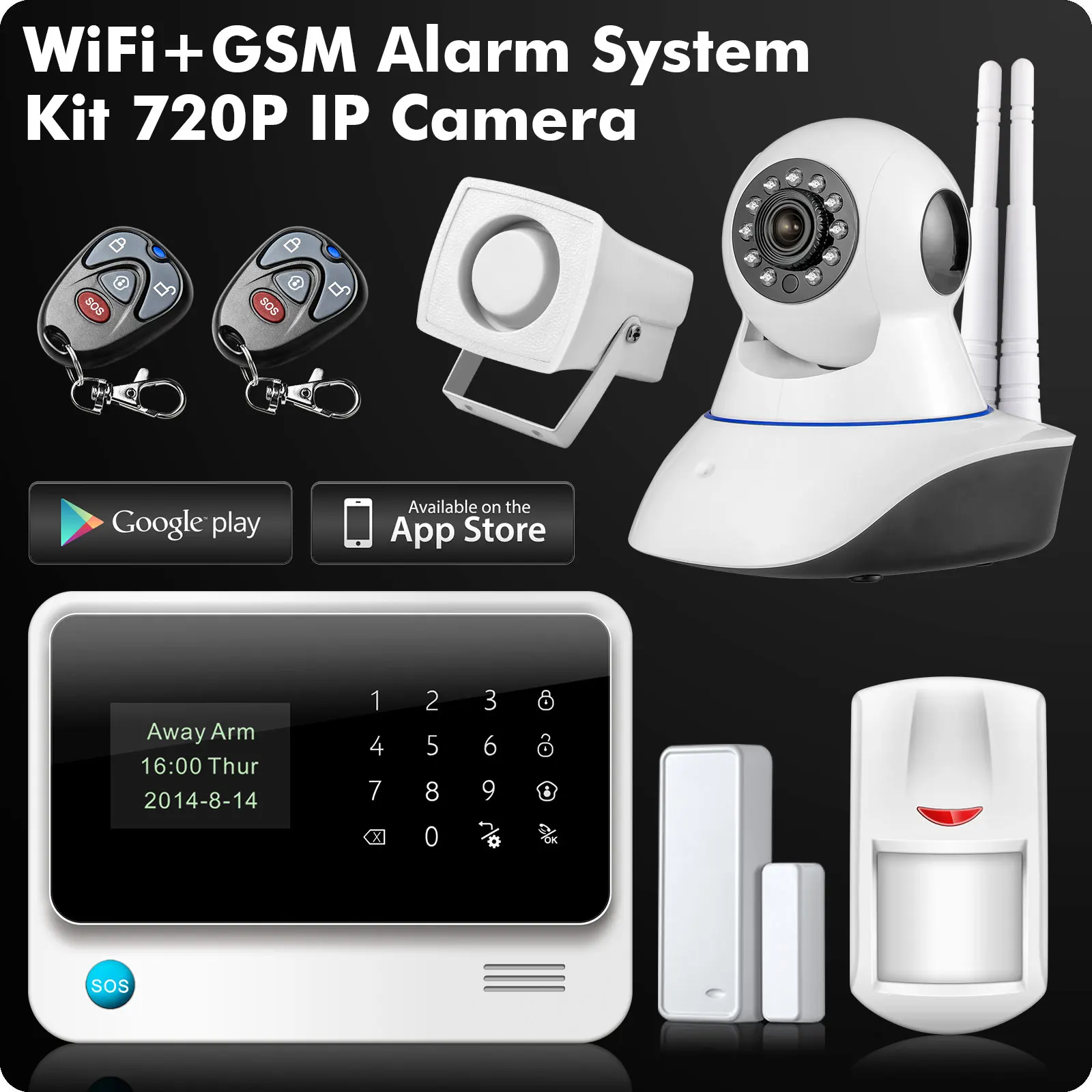 G90B 2 4G Wi Fi GSM GPRS SMS беспроводная домашняя система охранной сигнализации IOS Android APP