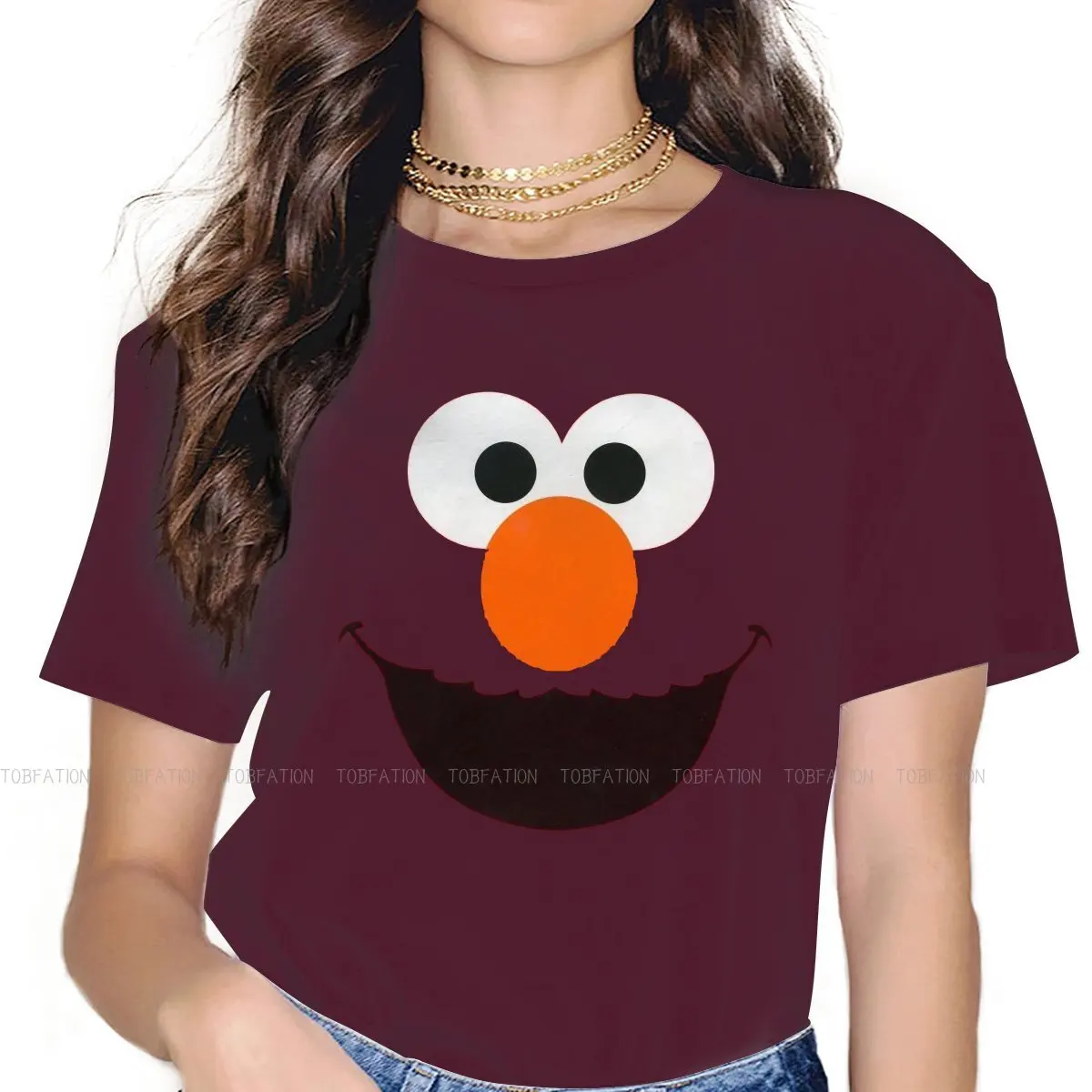

Женская одежда Elmo с изображением лица Улица Сезам 80-х, футболка из ТВ-сериала, Готическая винтажная женская одежда
