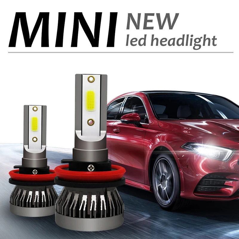 

2pcs Mini Car Led Headlight H7 H4 bulbs H1 H8 H3 H9 LED Headlamp 72W 12V 24V Auto Lamp Universal Car Styling 6500K 12000LM
