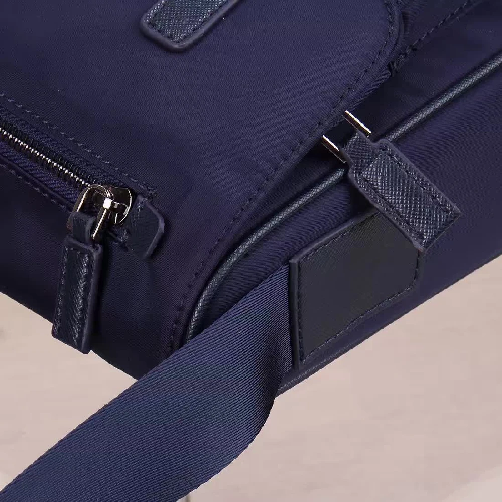 

Men's blue nylon messenger bag men's messenger bag multi-pocket flap buckle messenger bag casual all-match business office