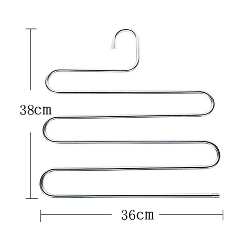 

Closet Magic Stainless Steel Pants Trousers Hanger Multifunction Belt New Holder Rack S-type 5 Layers Saving Space