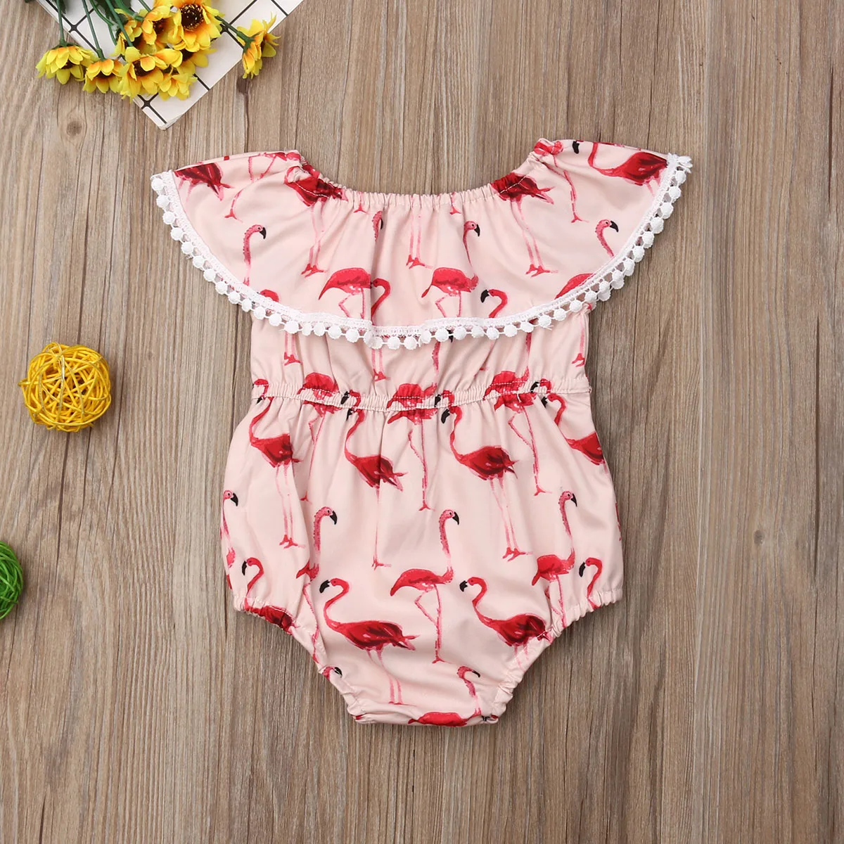 Милый комбинезон с принтом фламинго для новорожденных девочек от 0 до 18 месяцев